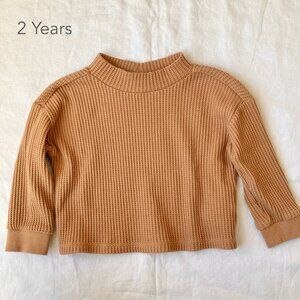 🪴5/$30 GAP 2 Years Toddler Waffle Knit Orange Tan Long Sleeve Shirt